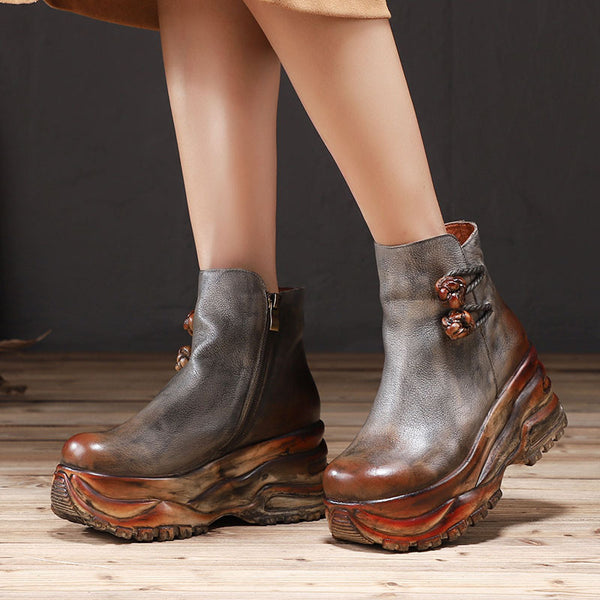 Botas de Cuero Retro con Colores Vibrantes