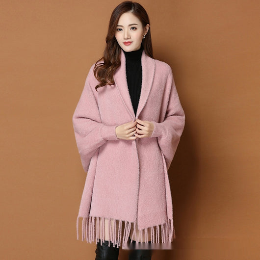 Chal Grueso de Invierno con Mangas de Visón Sintético - Bufanda Clásica para Mujer - Image 8