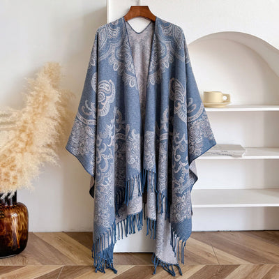Chal Cardigan Mujer con Flecos Jacquard Cashew - Image 8