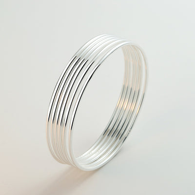 Pulsera de Plata Esterlina Brillo Espejo con Apertura
