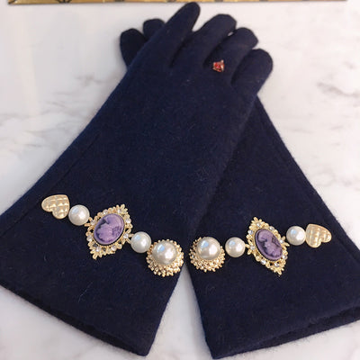 Guantes de Perla con Retrato Antiguo para Mujer - Image 6