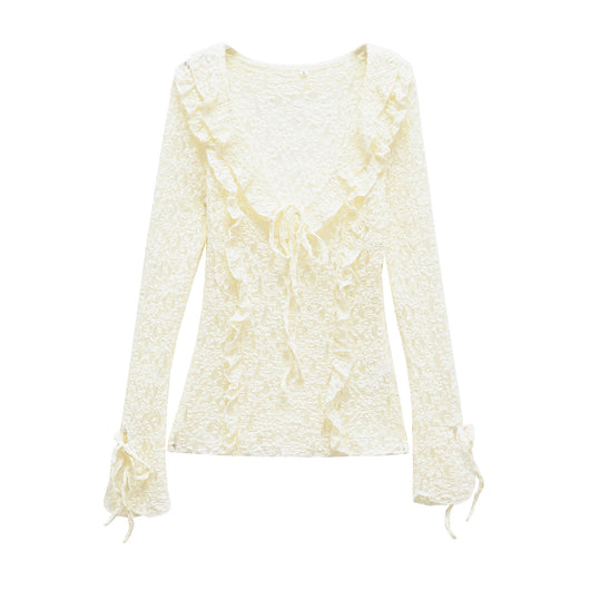 Blusa Ajustada de Encaje con Mangas Largas para Primavera y Verano - Image 10