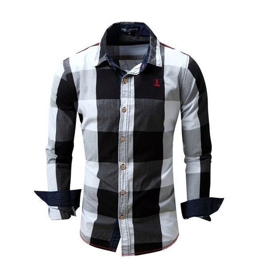 Camisa Casual Slim Fit Cuadros Bloques de Color para Hombre - Image 6
