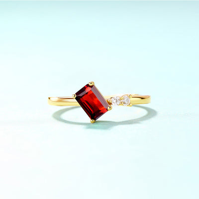 Anillo Cuadrado de Plata Esterlina con Ágata Verde y Baño de Oro 9K para Mujer - Image 7