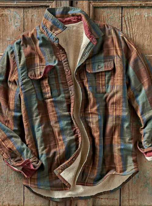 Chaqueta Camisa de Franela Escocesa Fuzzy para Hombre - Image 8