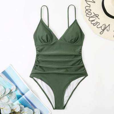 Traje de Baño Enterizo Amarillo Clásico con Halter Ajustable - Image 5