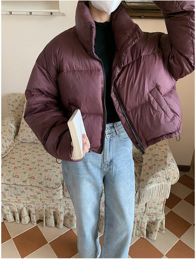 Chaqueta Acolchada Corta con Cuello Alto Estilo Americano para Mujer - Image 22