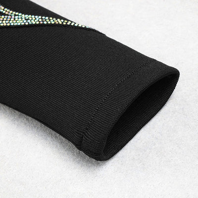 Vestido Bandage Tubo Manga Larga Escote V Estampado Diamante - Image 21