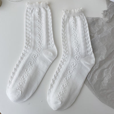 Calcetines Lolita de Encaje Blanco para Mujer - Tubo Medio Algodón - Image 13