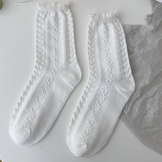 Calcetines Lolita de Encaje Blanco para Mujer - Tubo Medio Algodón - Image 13