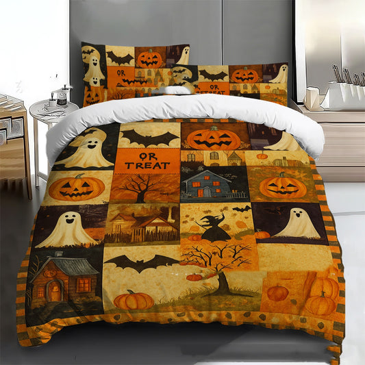 Juego de Cama Tres Piezas Estampado Digital Calabaza Fantasma