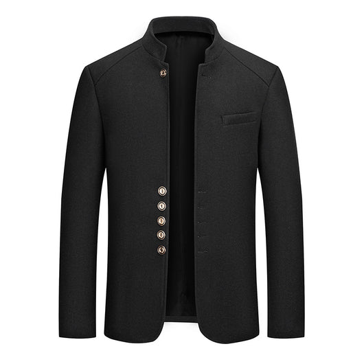 Traje Zhongshan de Lana Tweed con Cuello Mao - Elegancia Tailored Refinada - Image 6