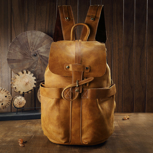 Mochila de Viaje Vintage en Cuero Crazy Horse para Hombre - Image 18