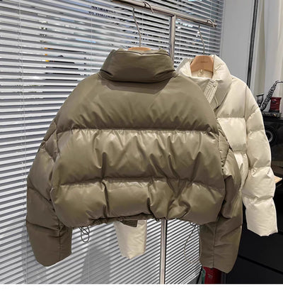Chaqueta de Plumas de Pato Blanco con Cuello de Pie para Mujer - Image 19