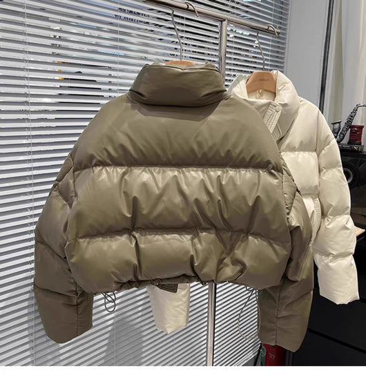 Chaqueta de Plumas de Pato Blanco con Cuello de Pie para Mujer - Image 19
