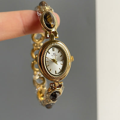 Reloj Pulsera Mujer Cuarzo Diamante Óvalo Jade Pequeño - Image 11