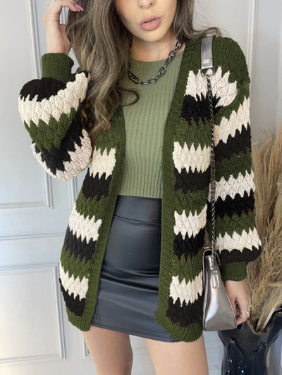 Cardigan Tejido con Combinación de Colores - Estilo Casual Moderno - Image 12