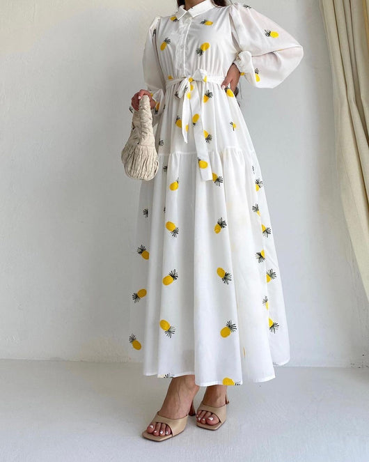Vestido Largo Modesto de Manga Larga Estilo Oriente Medio - Image 2