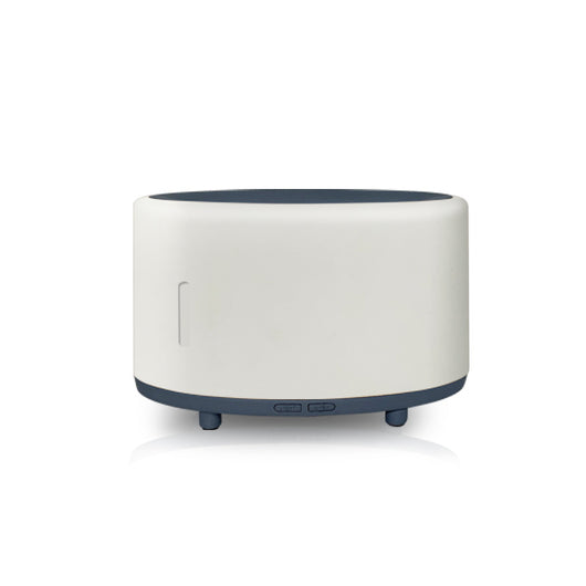 Two-tone cylindrical humidifier with a light body and dark base, featuring control buttons and small feet. - Image 8