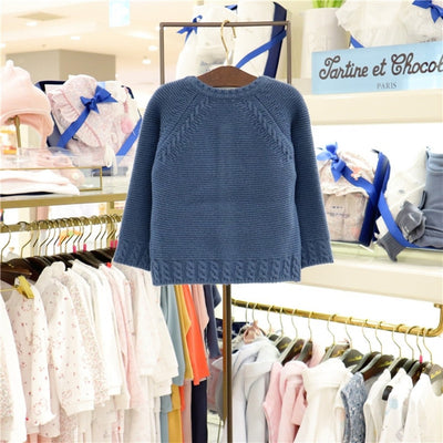 Conjunto de Dos Piezas: Cardigan y Vestido Floral con Cuello Volante para Niña - Image 3