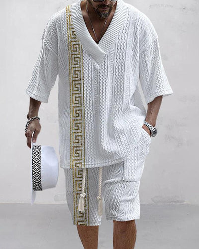 Conjunto de Dos Piezas: Shorts Jacquard Holgados para Hombre - Image 12