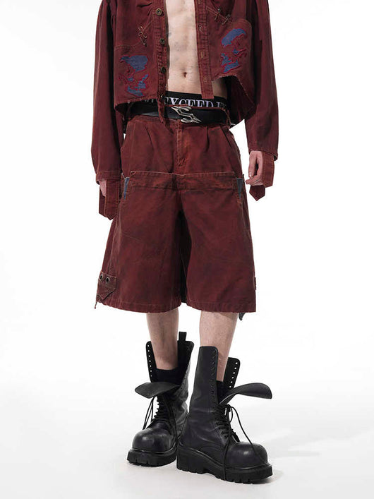 Pantalón Cropped Holgado con Doble Cintura y Costuras Lavadas para Hombre - Image 12