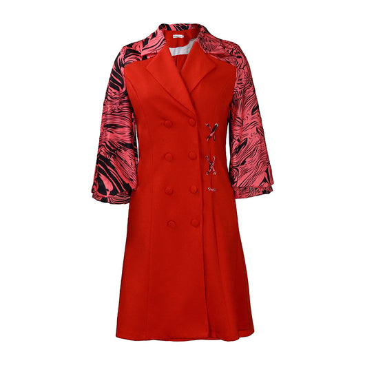 Vestido Elegante Patchwork Thunle con Cuello Tipo Traje - Image 16