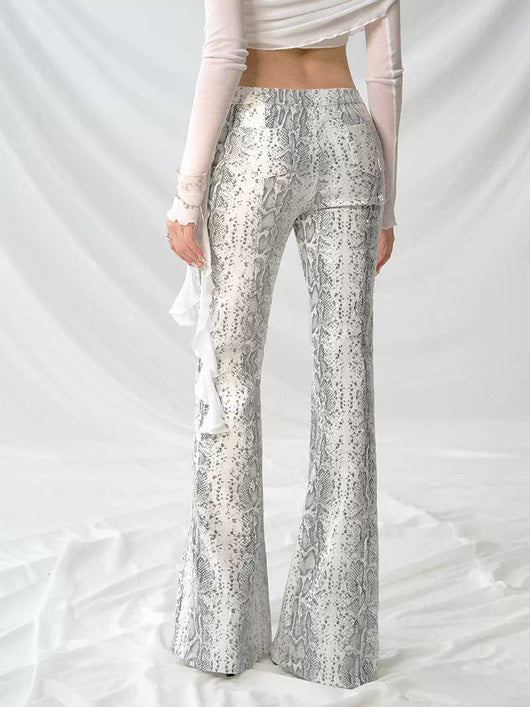 Pantalón Acampanado Cintura Baja con Estampado de Serpiente y Lentejuelas - Image 2