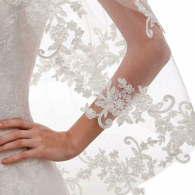 Peine de Novia con Apliques de Encaje Blanco Marfil Doble Vuelta - Image 3