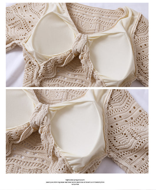Bikini Tejido Beige con Mangas Cortas Divididas - Image 20