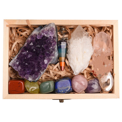 Caja de Regalo Piedras Naturales Cristal Amatista - 7 Gemas de Colores - Image 3