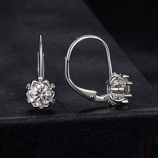 Aretes Clip Botón Floral Elegantes Plata Esterlina Baño Oro Blanco - Image 6
