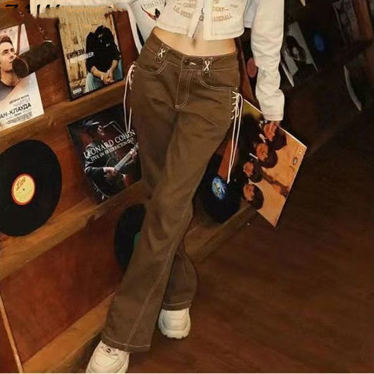 Pantalones Retro Talle Bajo Ajustados Micro Acampanados para Niña - Image 10