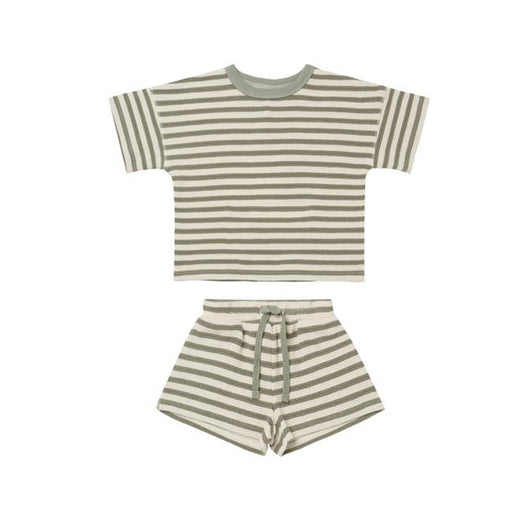 Conjunto de Dos Piezas para Niña con Shorts y Blusa Acanalada a Rayas - Image 9