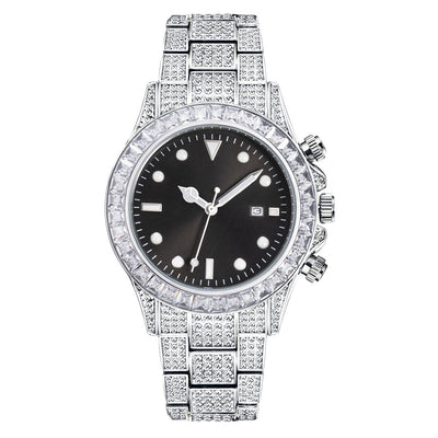 Reloj de Cuarzo Luminoso con Diamantes y Patrón Solar Bicolor - Image 3