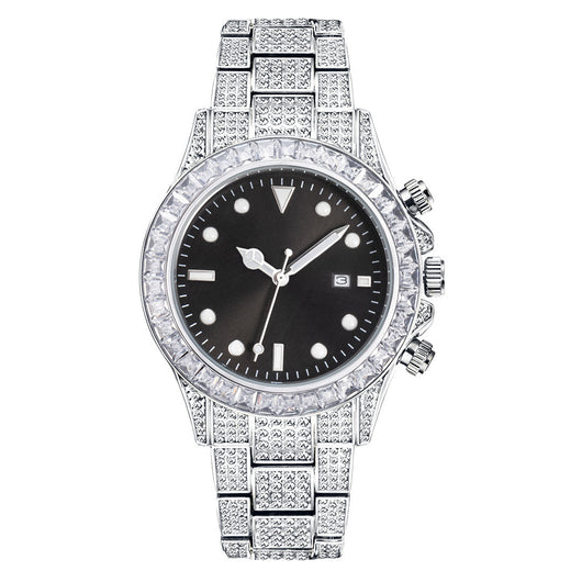 Reloj de Cuarzo Luminoso con Diamantes y Patrón Solar Bicolor - Image 3