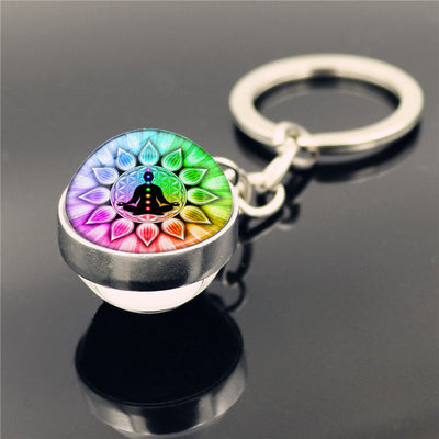 Llavero Colgante de Cristal Doble Cara con Símbolo de Yoga - Image 17