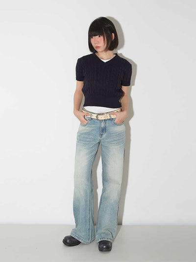 Pantalones Vaqueros de Pierna Ancha Cintura Alta para Mujer - Image 5