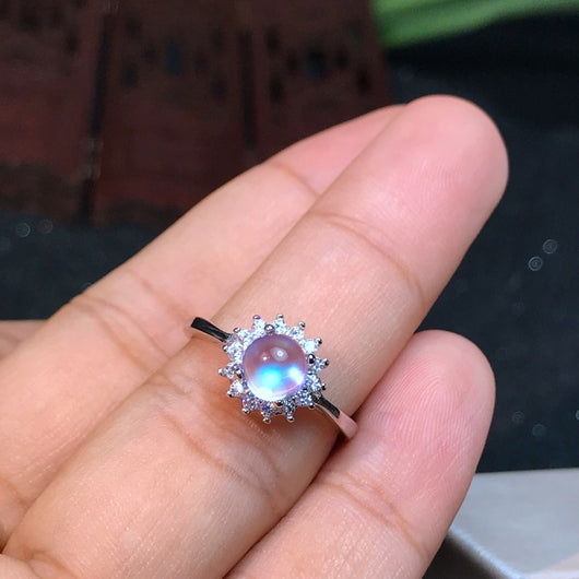 Anillo de Hada de Plata 925 con Piedra de Luna Azul Natural - Image 8