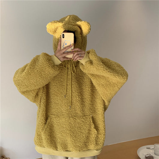 Abrigo de Lana de Cordero Oversized con Orejas de Osito - Calidez y Estilo - Image 8