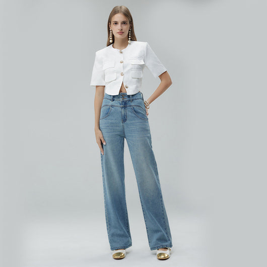 Pantalones Anchos Cintura Alta Estilo Retro con Detalles Rotos para Mujer - Image 7