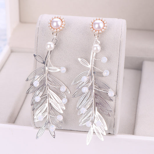 Corona Nupcial de Cristal y Hojas para Novia con Aretes - Image 14