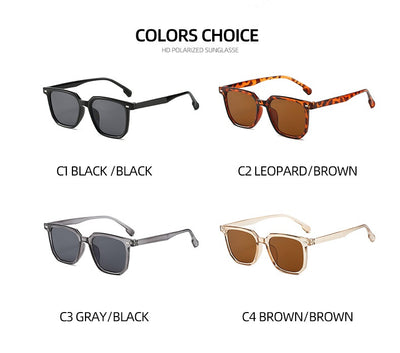 Large frame square sunglasses with a transparent champagne-colored frame and brown lenses. - Image 9