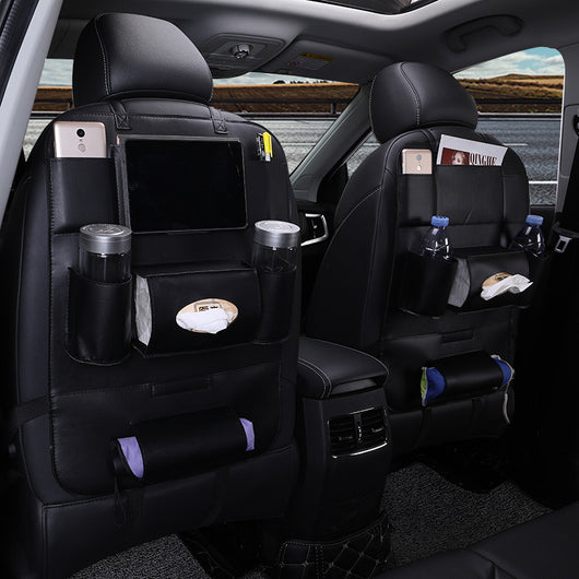 Organizador de Asiento Trasero de Cuero con Bolsas Plegables - Image 2