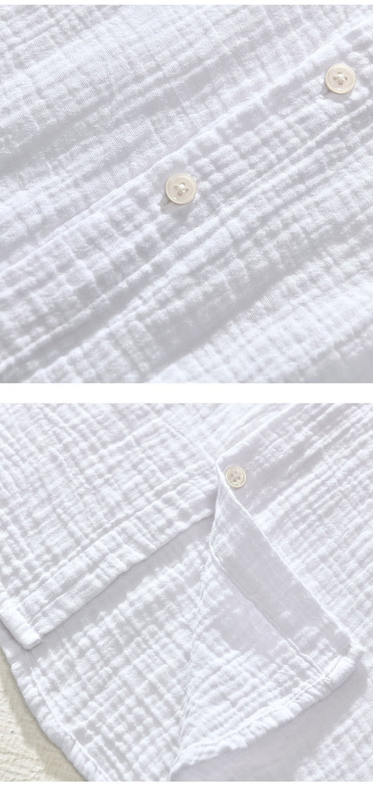Camisa Manga Larga Algodón Puro Color Sólido para Hombre - Image 17