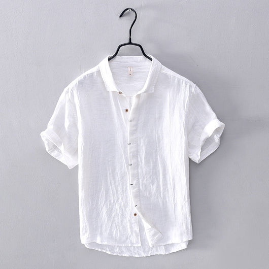 Camisa Lino Vintage Plisada con Estampa Chinoiserie para Hombre - Image 2
