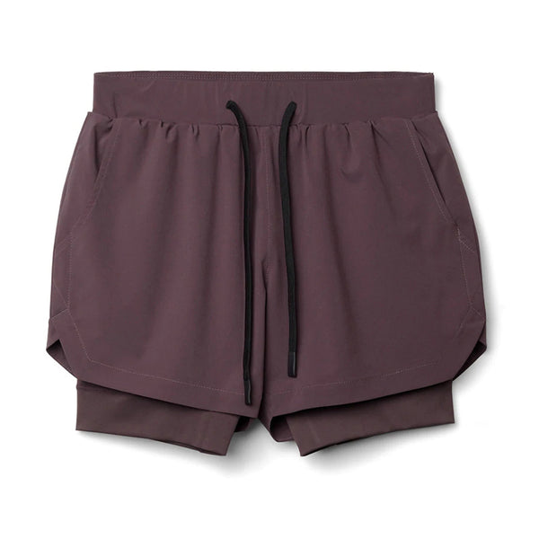 Shorts Deportivos Casual con Doble Capa y Diseño Superpuesto