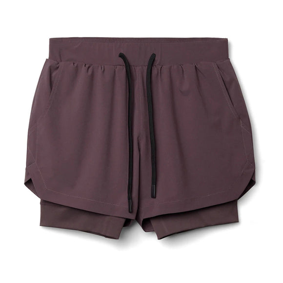 Shorts Deportivos Casual con Doble Capa y Diseño Superpuesto