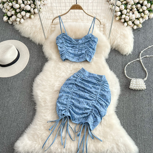 Conjunto de Top Ajustado y Falda Alta con Cordón - Image 8