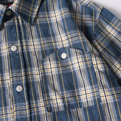 Camisa Retro Japonesa a Cuadros Lavada - Manga Corta Verano - Image 7